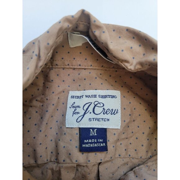 J. Crew Light Brown with Polka Dot Collared Long Sleeve Button Down Shirt Size M - Picture 2 of 10